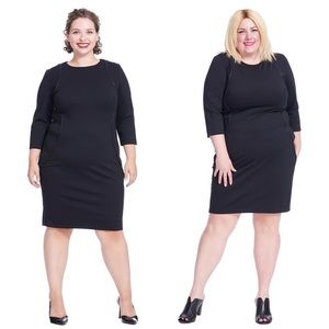 Gabby Skye Sheath Dress Leather Piping